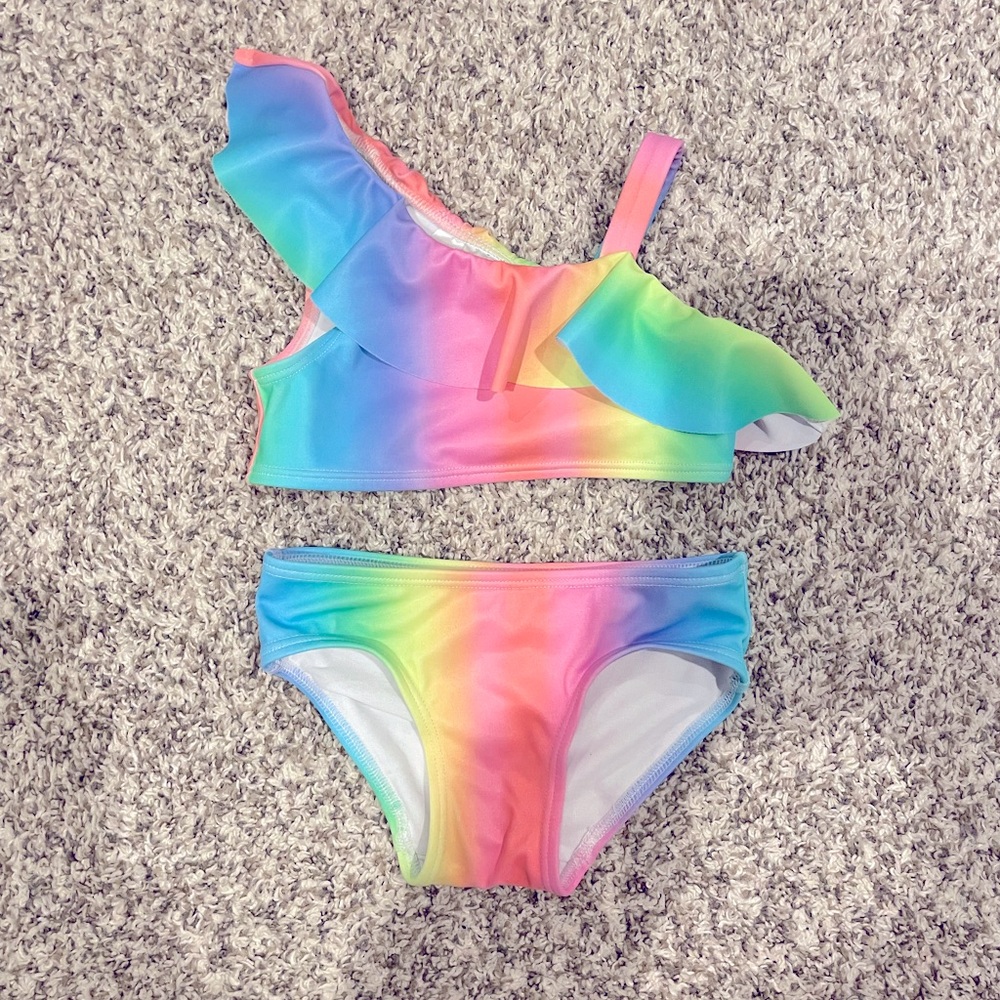 H&M soft multi color 2 piece swimsuit size 2T